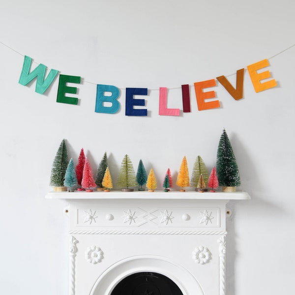 We believe felt letter Christmas garland Festive wall decor Holiday banner