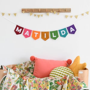 Muted rainbow custom name banner Nursery decor Kids room Personalised name bunting