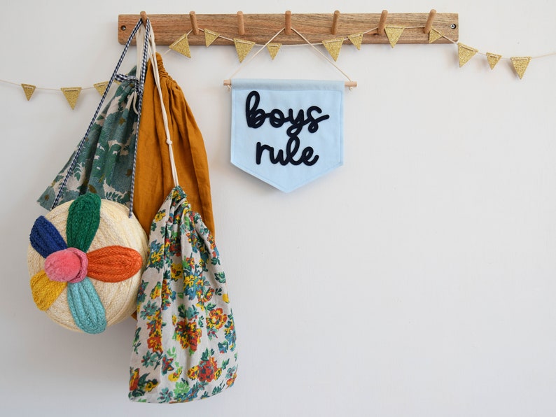 Boys Rule mini felt nursery wall banner Boys bedroom decor image 2