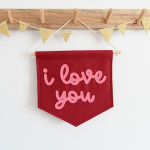 I love you mini felt banner Nursery wall decor kids room flag