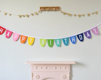 Happy Birthday scallop Bunting Rainbow birthday banner Party decor