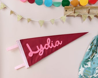 Personalised name pennant flag with cursive font Custom nursery wall decor Felt banner Gallery wall hanging New baby gift