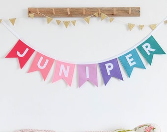 Pink and Purple Custom name bunting Personalised  nursery banner Children's room decor New baby gift Birthday party decor