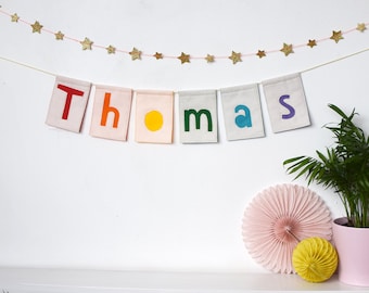 Personalised Felt Name Bunting: Rainbow Nursery Decor