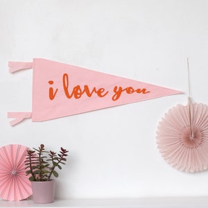 I love you pennant flag Wall hanging Photo shoot prop Wedding decor Felt pennant Valentines gift Romantic gift Anniversary gift Engagement image 2