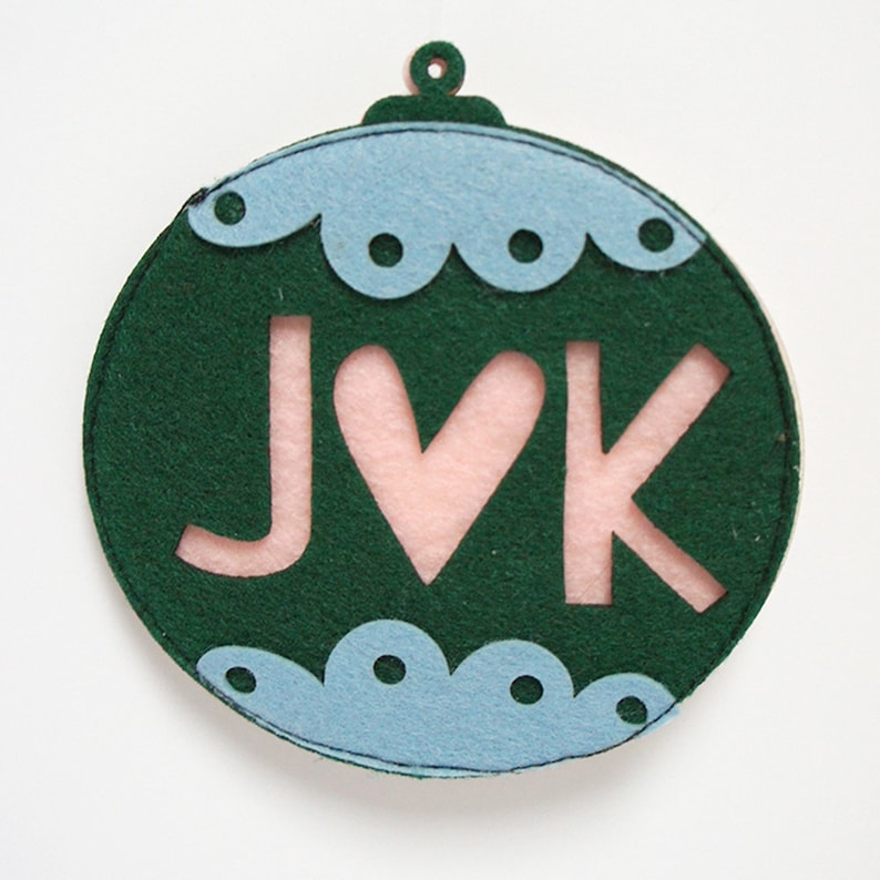 Personalised Felt Christmas Couples Bauble, Christmas Tree Decoration, Mr and Mrs Personalised tree ornament, Felt christmas decoration image 3