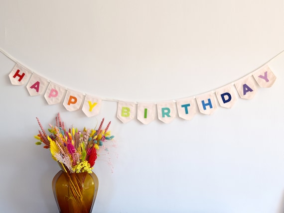 Happy Birthday Banner Regenbogen – Geburtstag Dekoration Girlande Party Deko Bunt Kindergeburtstag