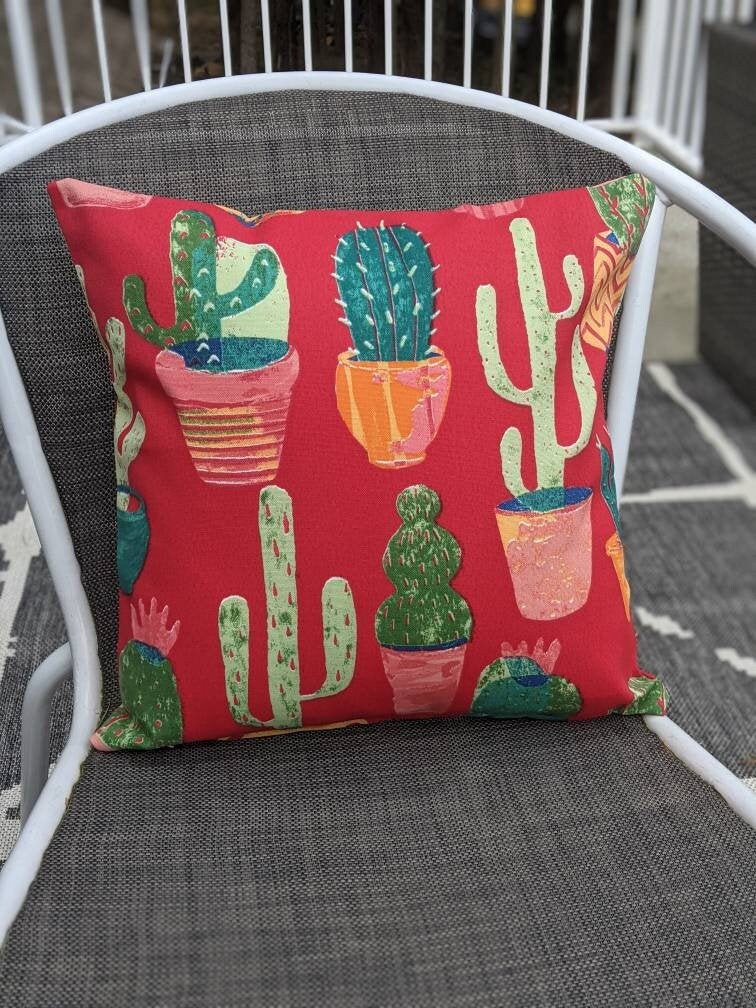 Red Outdoor Pillow Covers. Outdoor Cushion Covers With Cactus. Etsy UK