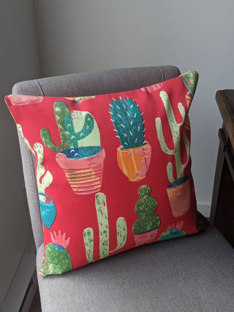 Red Outdoor Pillow Covers. Outdoor Cushion Covers With Cactus. Etsy UK