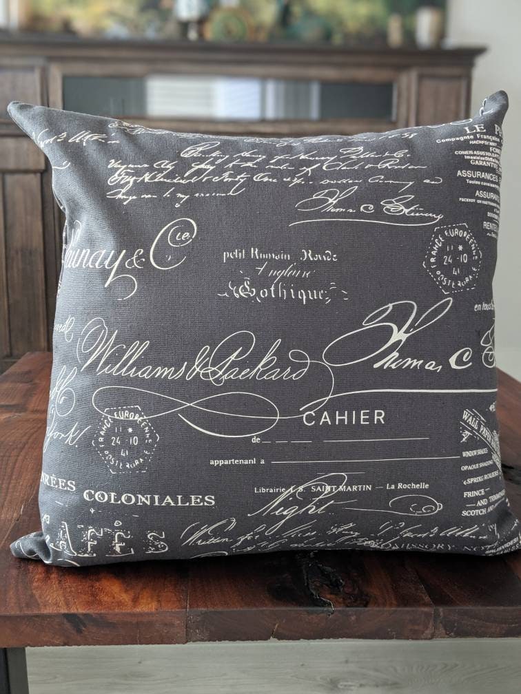 French Writing Cushion Pillow Cover. French Script Pillow Etsy