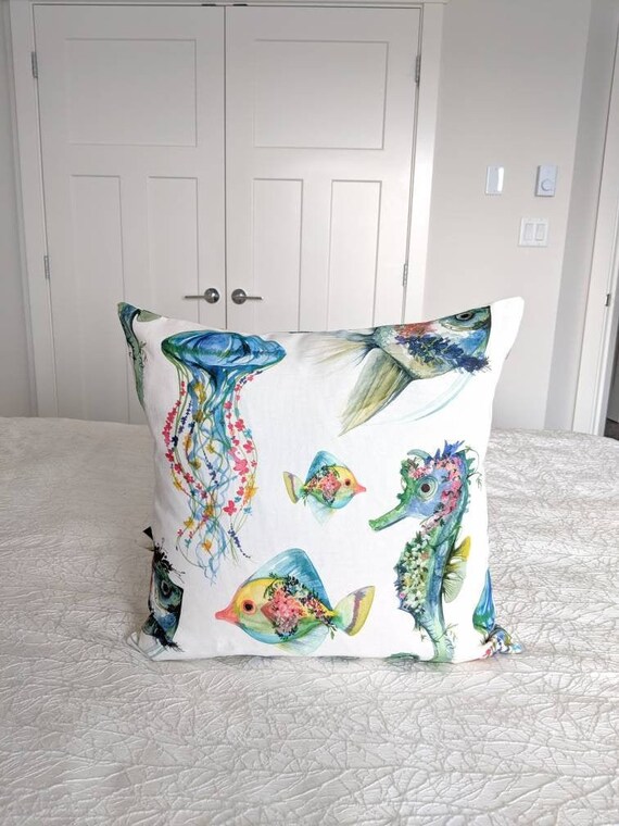 Ocean Theme Pillow Cushion Cover Watercolor Sea Pillow Cover Etsy