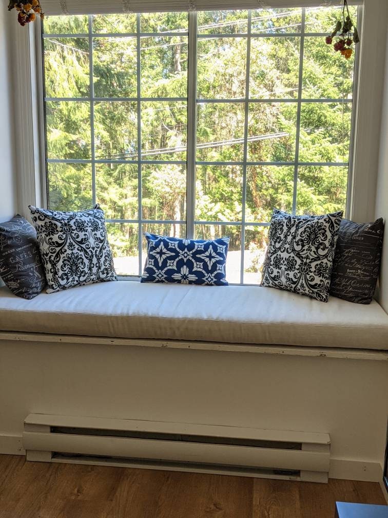 Außen Schwarz-Weiß Kissenbezug. Schwarz-weißes Damastkissen | Etsy