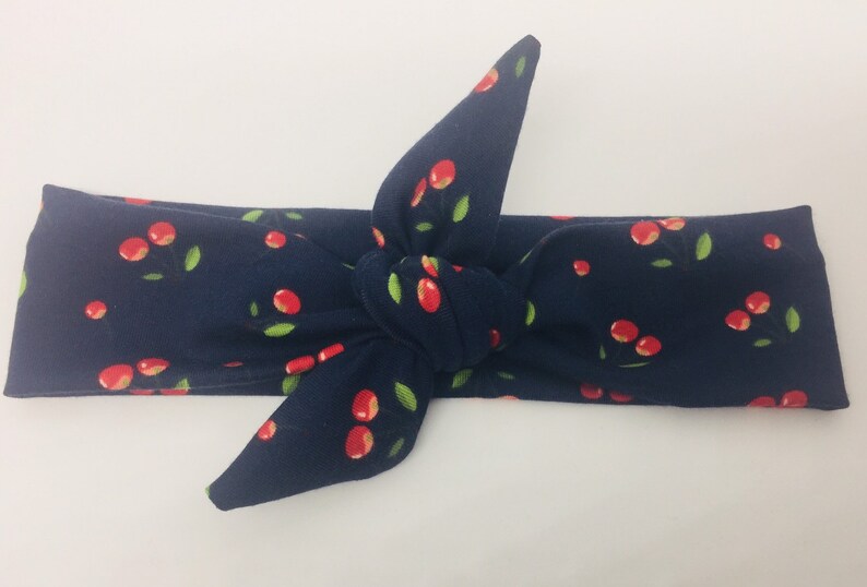 Cherry print childs cochlear implant headband