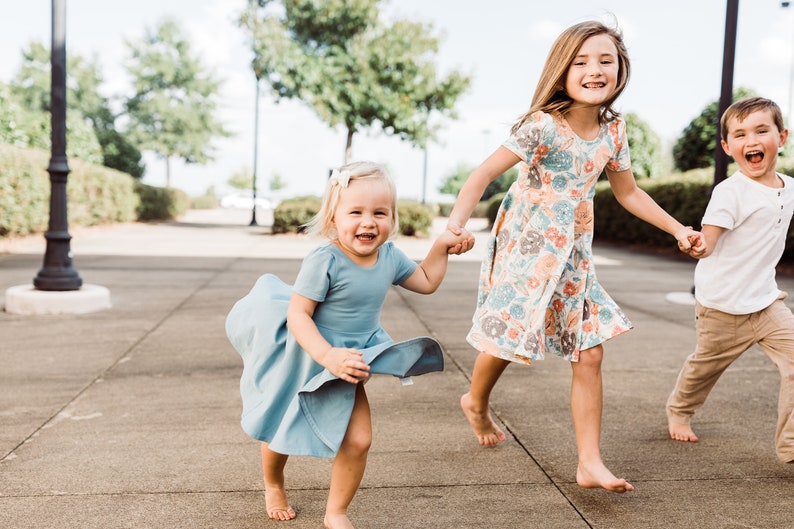 Twirl Dress, scoop back, GIrl's, Solid, SUmmer, SHOrt SLeeve, Circle SKirt, hAndmade, SIster Set, BABy GIrl, PLayfuL, Practical image 2