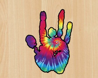 Grateful Deal Jerry Garcia Hand - Tie Dye! UV Laminated - 5" Tall *FREE Shipping*