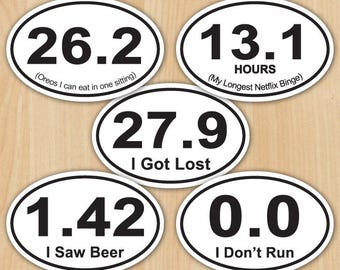 Parody Marathon Decal (Satire) - Various Designs Available - UV Laminated *FREE Shipping*