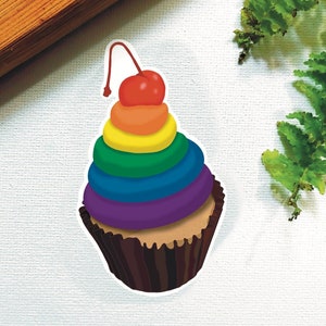 LGBT Rainbow Pride Cupcake Sticker Transgender Non-Binary Pansexual Lesbian