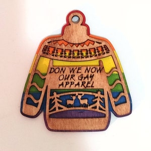 Don We Now Our Gay Apparel Ugly Sweater Ornament LGBT Ornament Gay Christmas ornament Wooden ornament LGBT Pride CUSTOMIZABLE