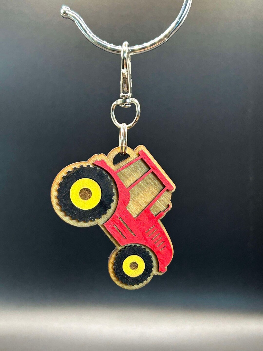 Handmade Wooden Red Tractor Keychain With Lobster Clip - Etsy