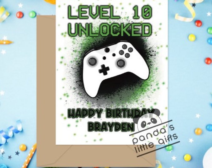 PERSONALIZED Level Unlocked Happy Birthday PHYSICAL Card Gamer Birthday Video Game Gift