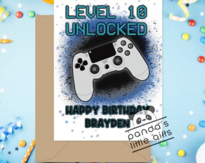 PERSONALIZED Level Unlocked Happy Birthday PHYSICAL Card Gamer Birthday Video Game Gift