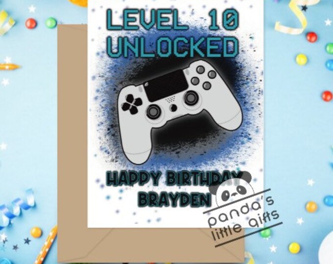 NIVEAU PERSONNALISÉ Déverrouillé Joyeux anniversaire CARTE PHYSIQUE Gamer Anniversaire Cadeau de jeu vidéo