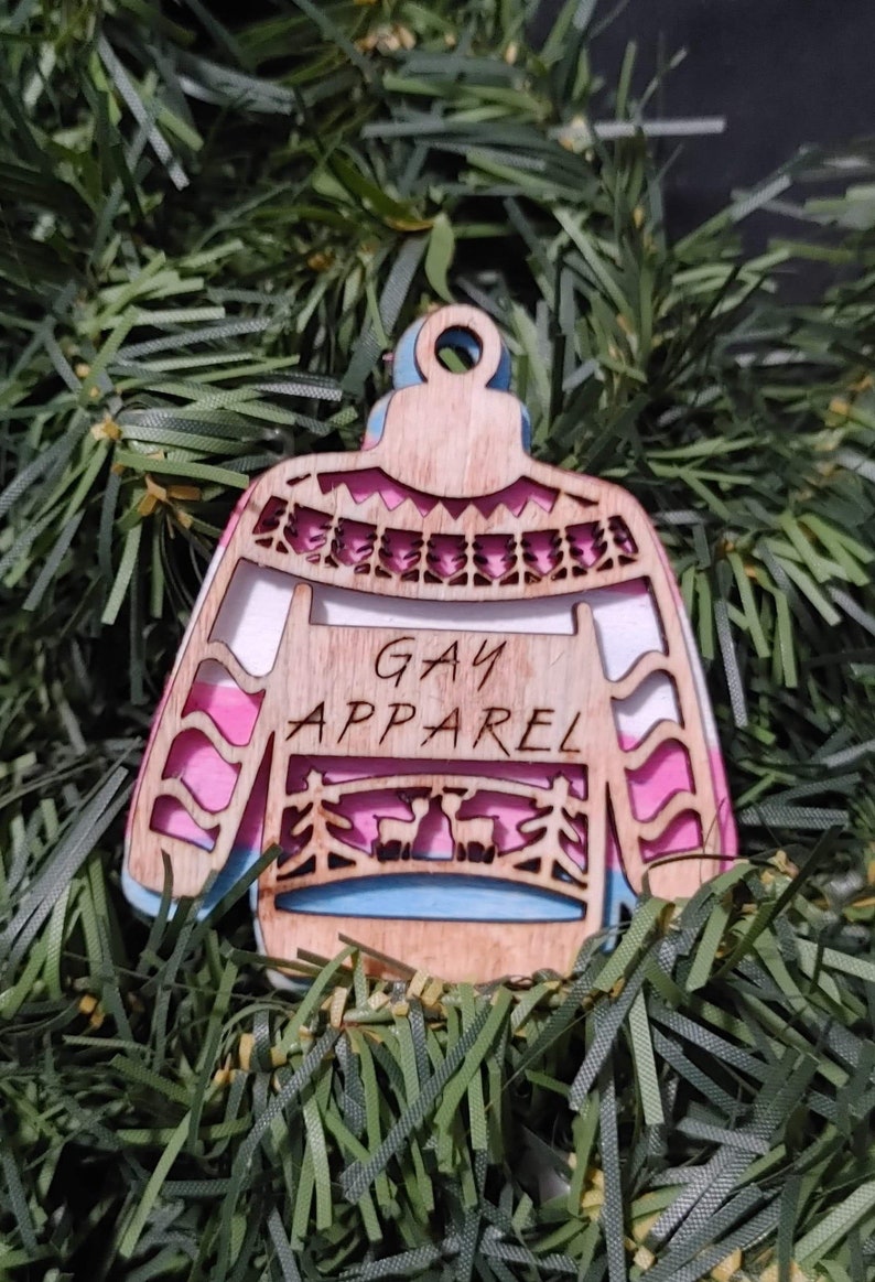 Set of 2 Don We Now Our Gay Apparel Ugly Sweater Ornament LGBT Etsy