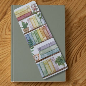 Dreamy Watercolour Bookshelf Double-Sided Glossy Bookmark