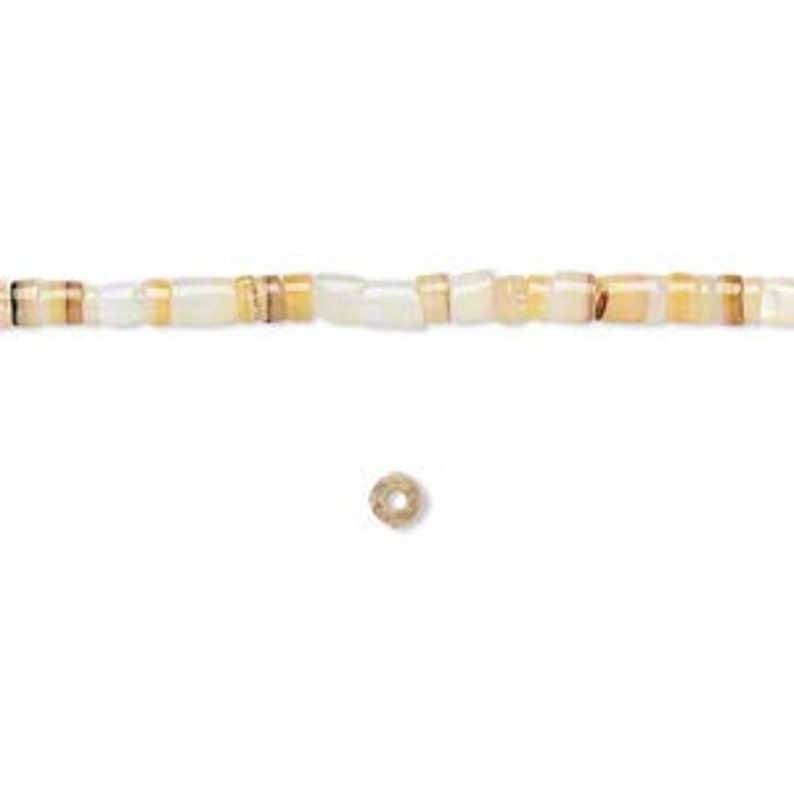 Boho Heishi D747 16 strand Hippie Gold Lip Shell Puka 2 to 3mm