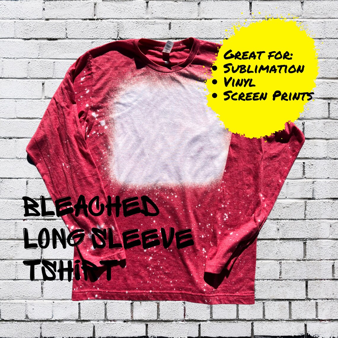 Blank Bleached Long Sleeve Shirt for Sublimation Vinyl Etsy