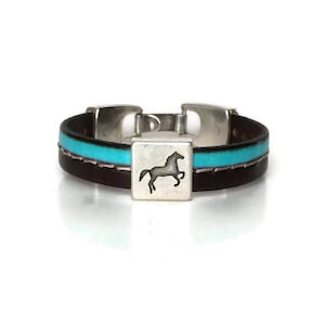 Turquoise Leather Horse Bracelet