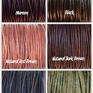 K&ouml;nnte beinhalten: Sechs Spulen mit Lederkordel in verschiedenen Farben: Rotbraun, Schwarz, Naturrotbraun, Naturdunkelbraun, Naturblau und Naturgr&uuml;n.