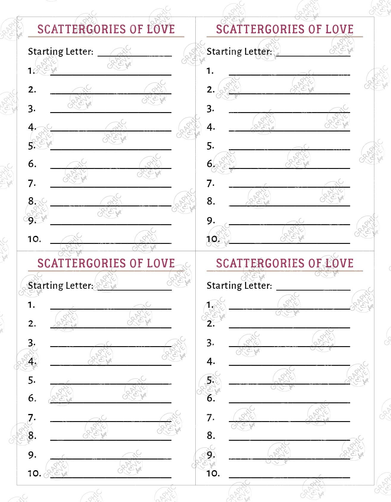 scattergories list card