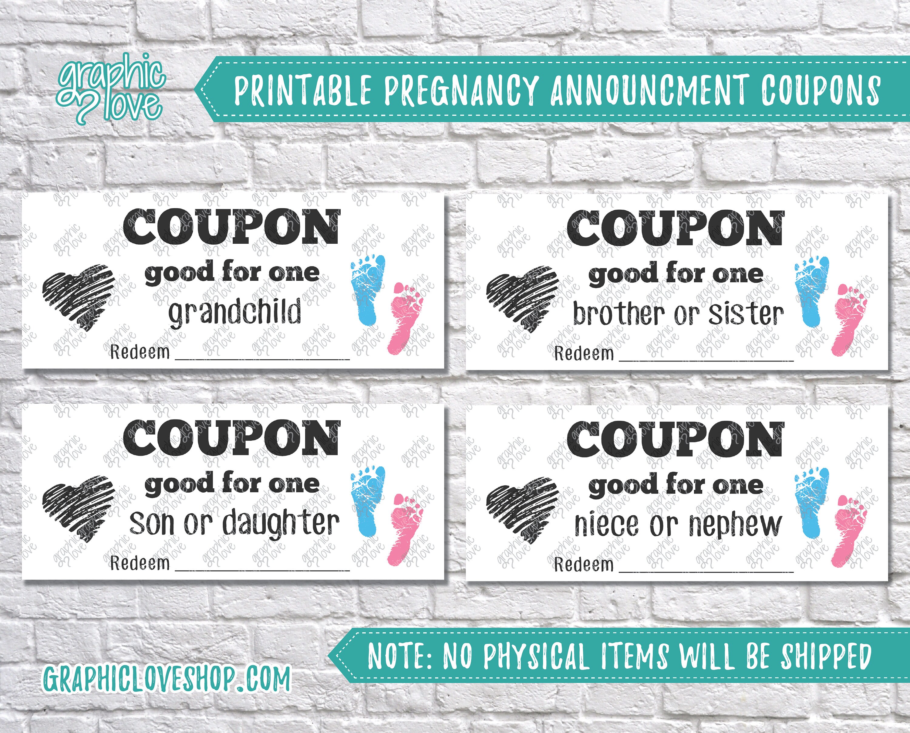 Digital Pregnancy Announcement Coupons for Grandchild, Niece/Nephew, Brother/Sister ...3000 x 2415