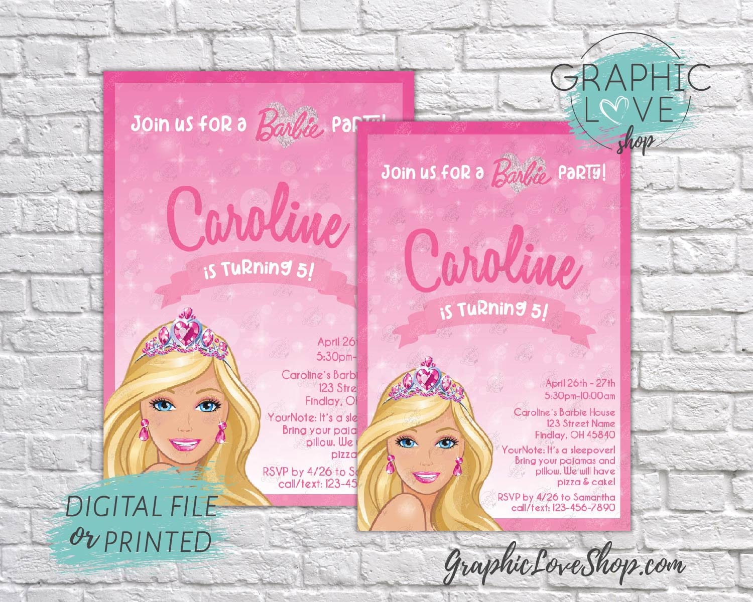 personalized barbie invitations