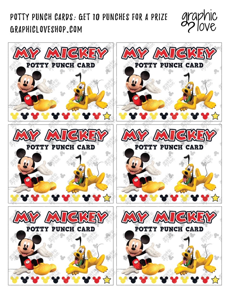 Digital Mickey Mouse Potty Training Chart FREE Punch Cards | Etsy