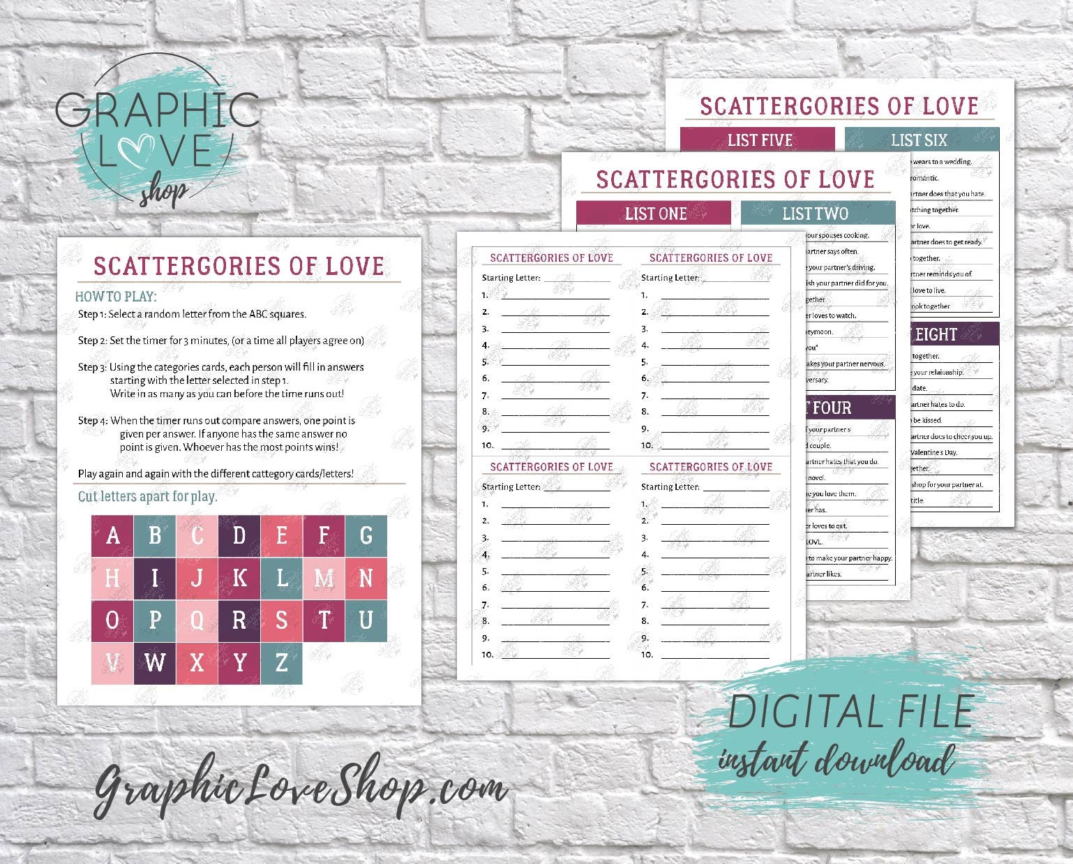 scattergories list card scattergories list card