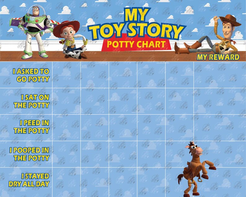 Digital Toy Story Woody Buzz Jessie Potty Chart FREE Punch | Etsy