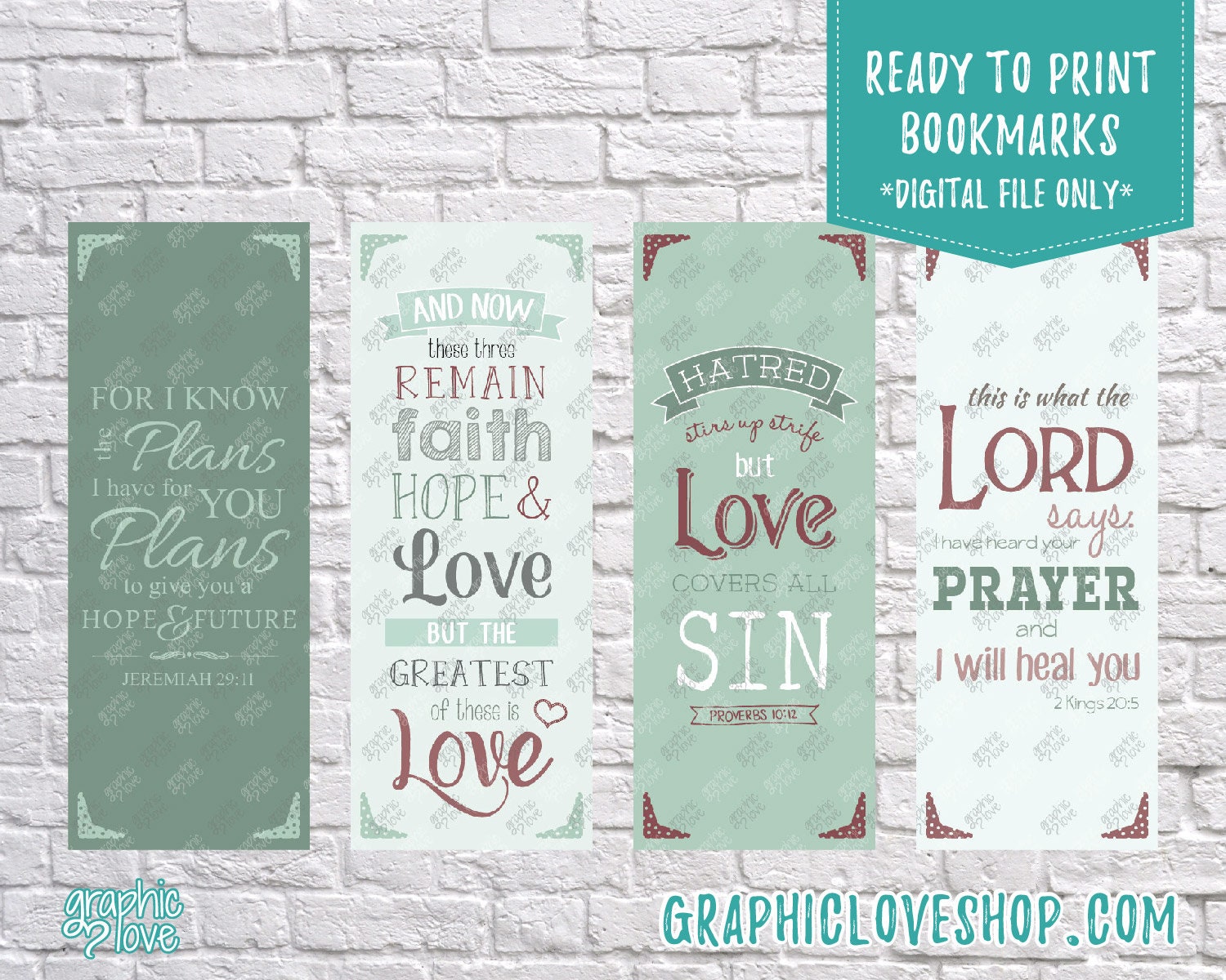 printable bible verse digital bookmarks set of 4 christian