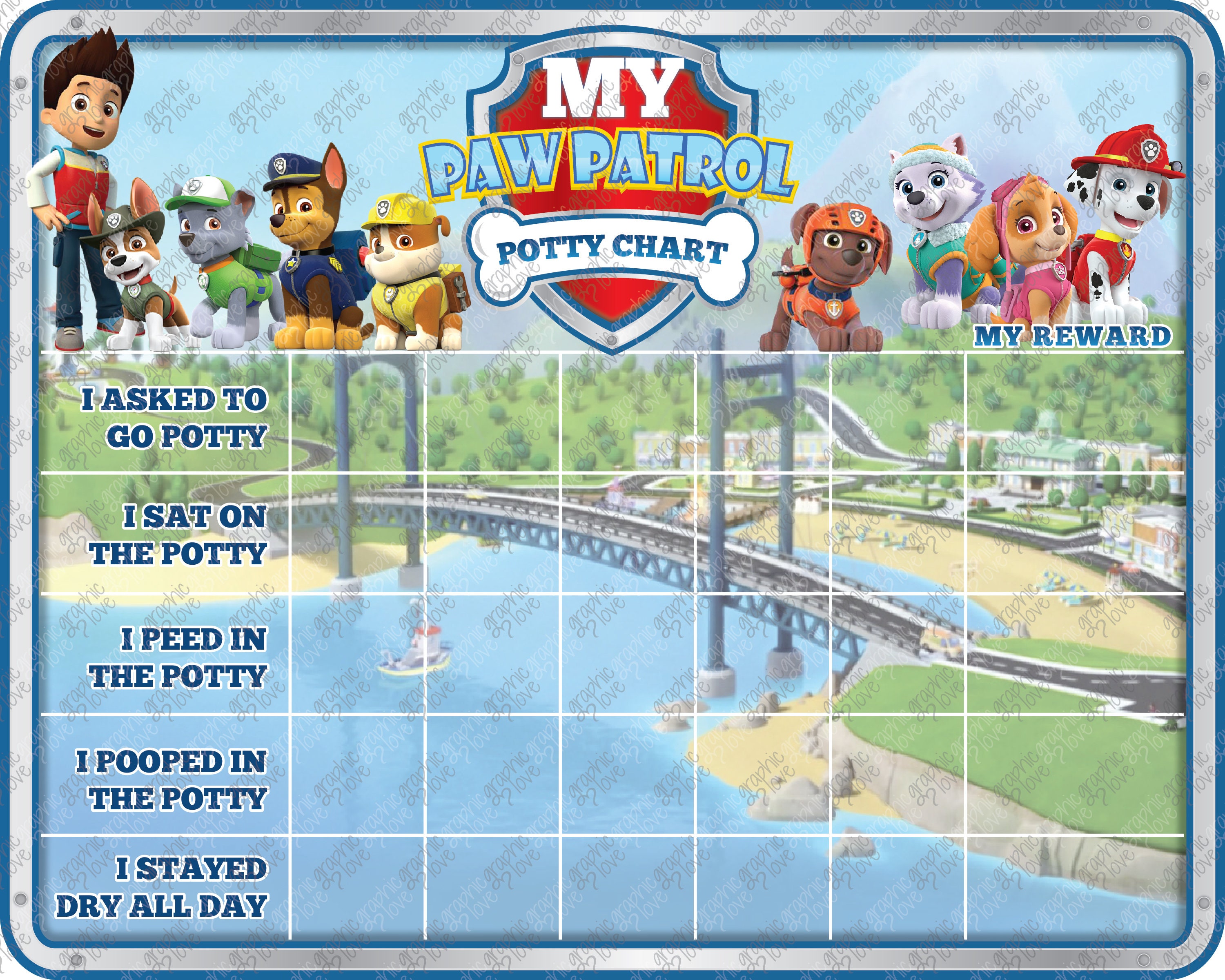 Potty Training Chart Paw Patrol Printable