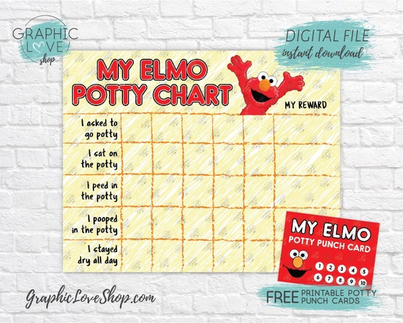 Digital Elmo Sesame Street Potty Training Chart Free Punch Etsy