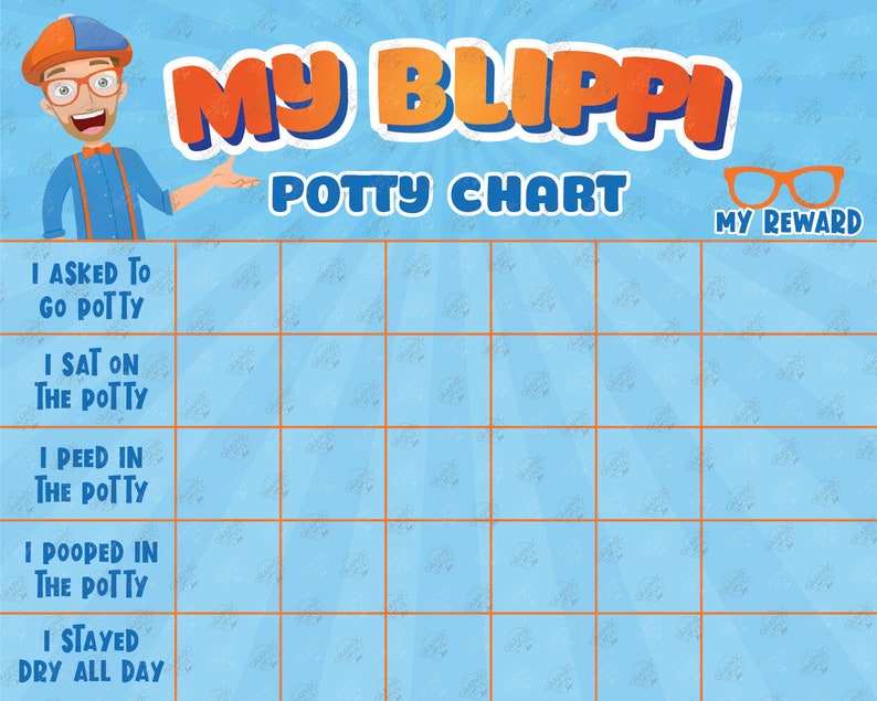 Digital File Blippi Orange Blue Potty Training Chart FREE | Etsy