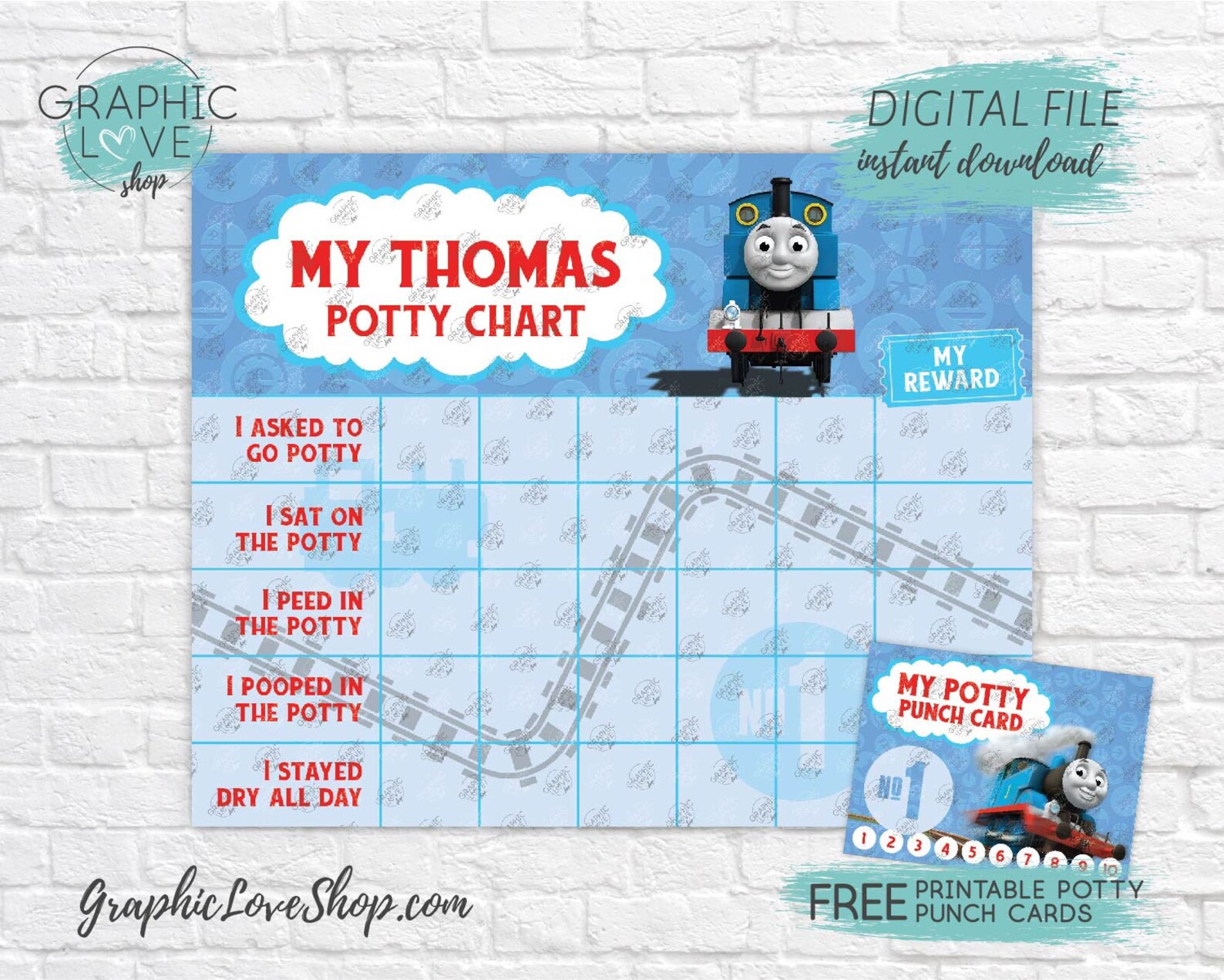 Digital Thomas The Train Potty Training Chart FREE Punch Etsy