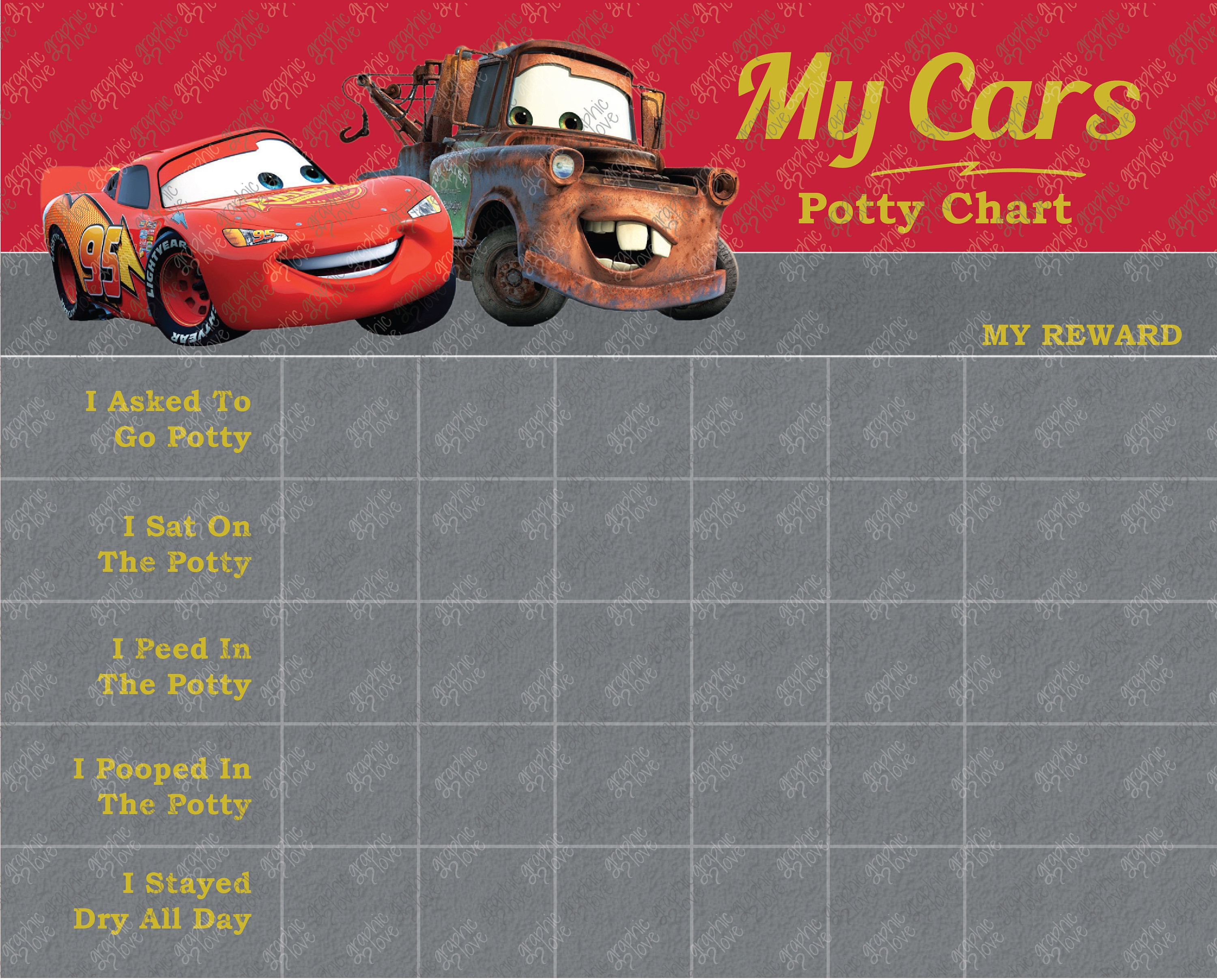 Free Printable Cars Potty Training Chart