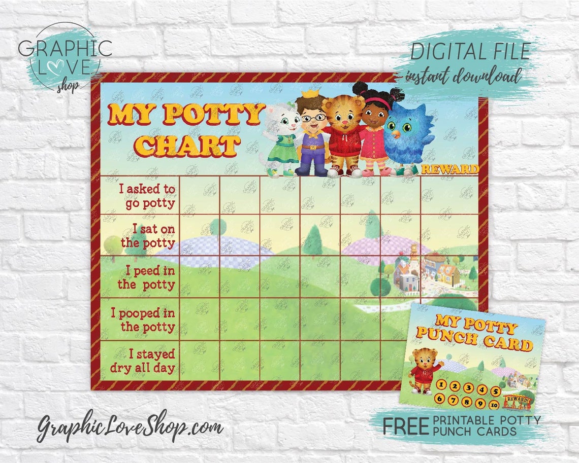 Digital Daniel Tiger Potty Chart FREE Punch Cards Mr Rogers | Etsy