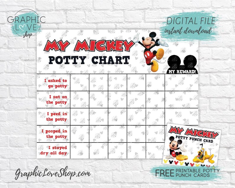 Mickey Mouse Potty Chart Potty Training Chart Potty Reward Etsy ...