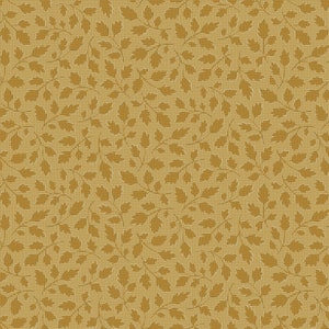Ginger Grove Fabric Gold Leaves quilt cotton sewing material by Nancy Rink, listed by the yard and half yard continuous cut, Marcus Fabrics