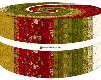 Jelly Roll Fabric Bundles, Baubles & Balsam Fabrics Bundle quilt cotton fabric, 42 strips, Christmas