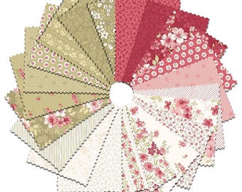 Fat Quarter Bundle, Elizabeth quilting cotton fabric precuts, floral sewing material, 21 fat quarters