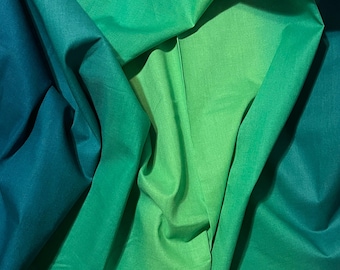 Tissu pour courtepointe en coton, tissu ombré, vert foncé, matériau à coudre par mètre et demi-mètre